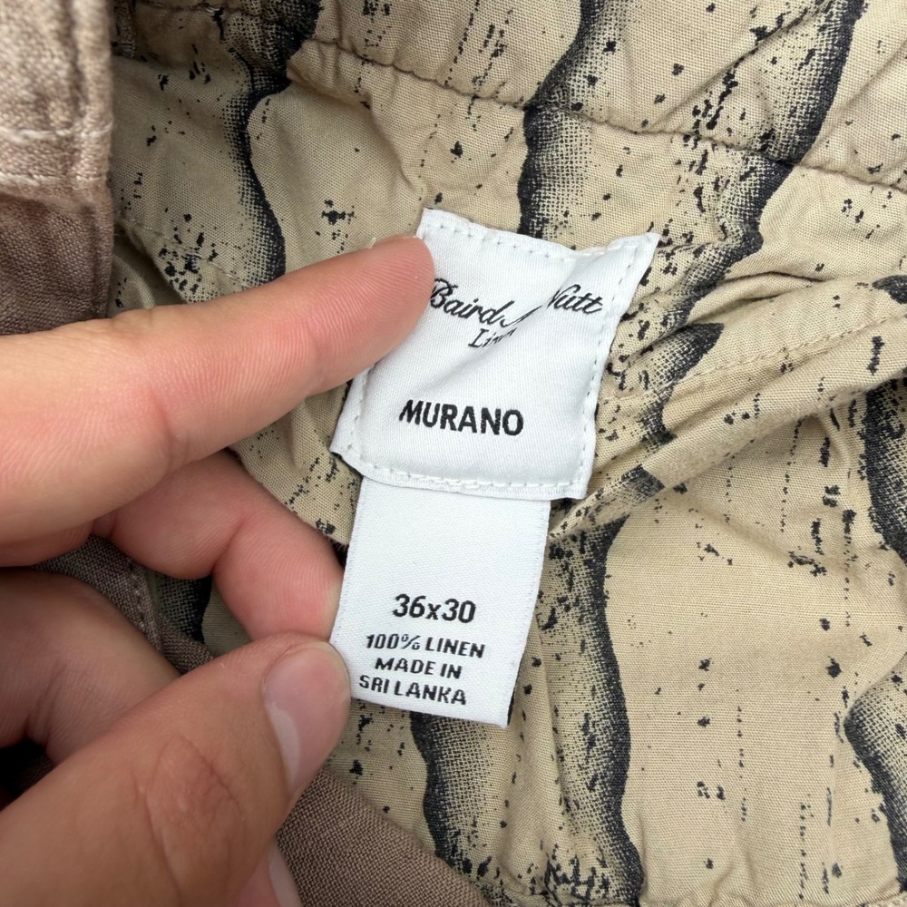 Murano Linen Trousers Mens 36x30 Brown Button Fly Baird McNutt Casual Beachy - Picture 4 of 12